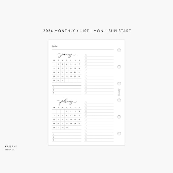 Pocket at A Glance Monthly Planner Printable, 2024 Monthly, Two Months on  One Page, Filofax Inserts, Pocket Grid, Pocket 2024 Calendar - Etsy