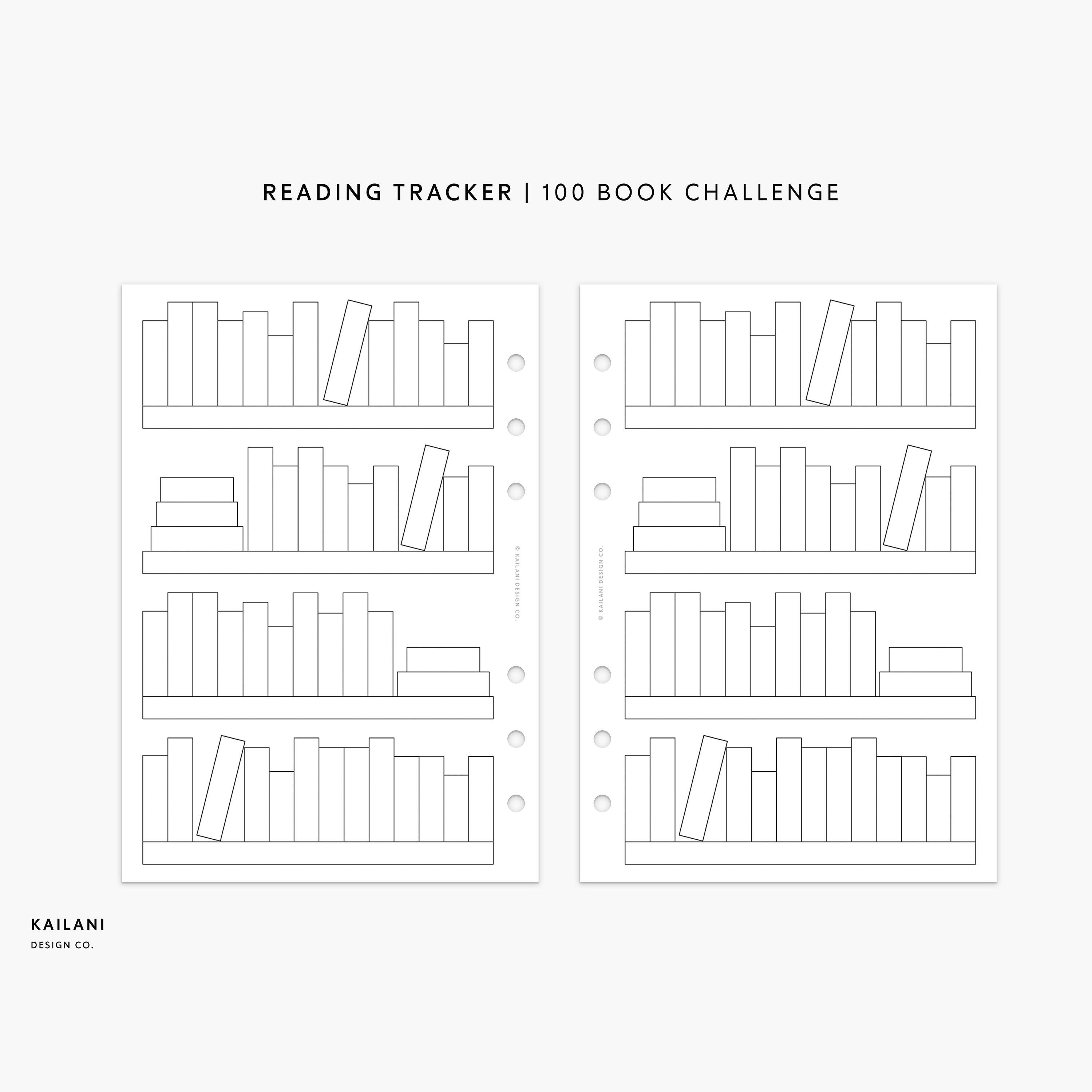 100 Book Challenge Tracker, Bookshelf Reading Log (PDF Pattern) - Etsy