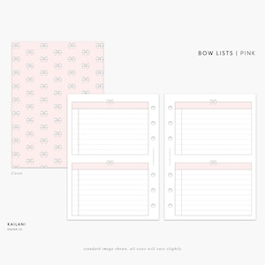 Pocket INBOX and LIST Inserts, Minimal Design, Tasks, PRINTABLE, Bow Lists