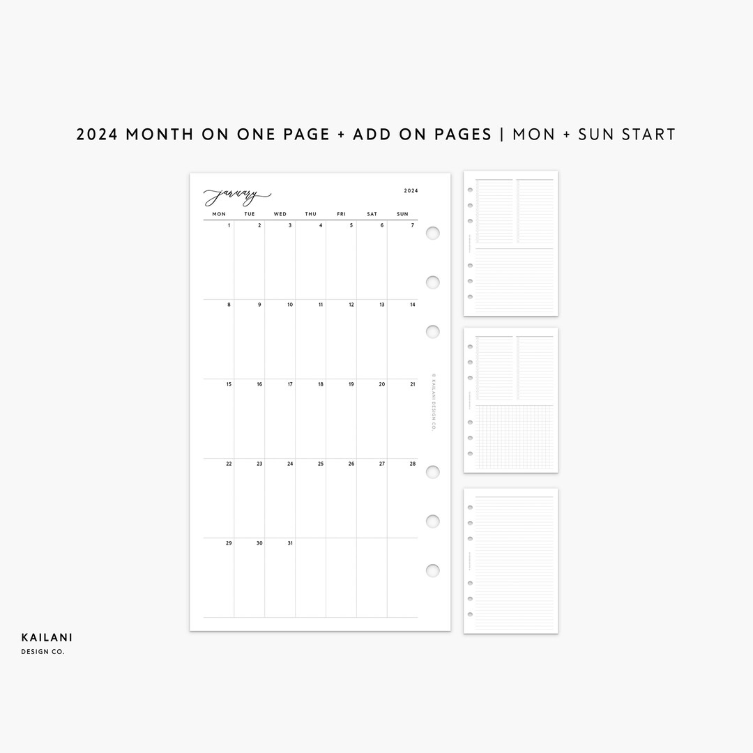 2024 Personal Monthly Planner Inserts, Personal Month on One Page ...