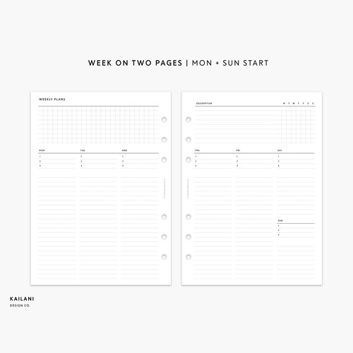 Weekly Planner Printable A5 Week on One Page PDF Weekly | Etsy