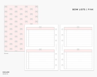 FC Compact INBOX and LIST Inserts, Minimal Design, Task Printable, Bow Insert