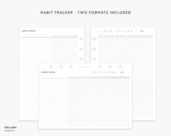 Personal Wide Habit Tracker, Monthly Goal Planner (PDF Pattern)
