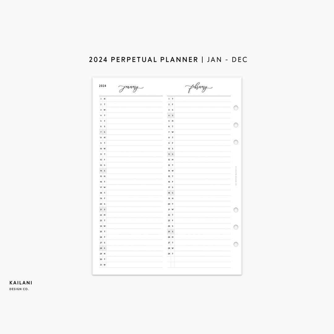 A5 Wide 2024 at A Glance, Monthly Planner Printable Inserts, Perpetual ...
