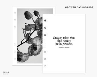 Growth Dashboards Planner Inserts, Printable Planner Pages, Minimalist Design