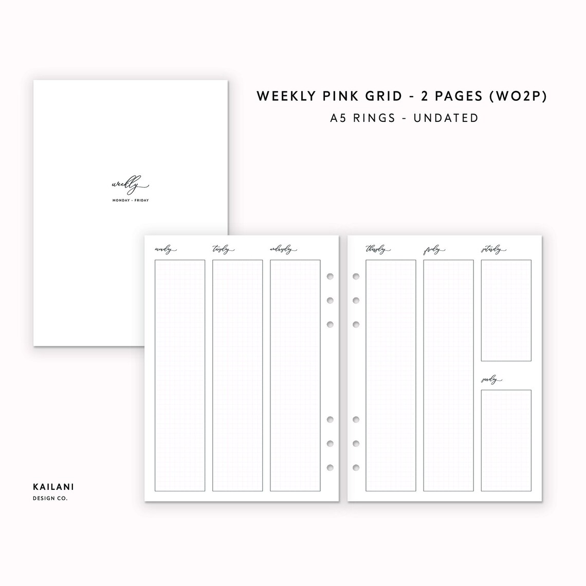 A5 Weekly Planner Inserts Erin Condren Inserts Week on Two | Etsy