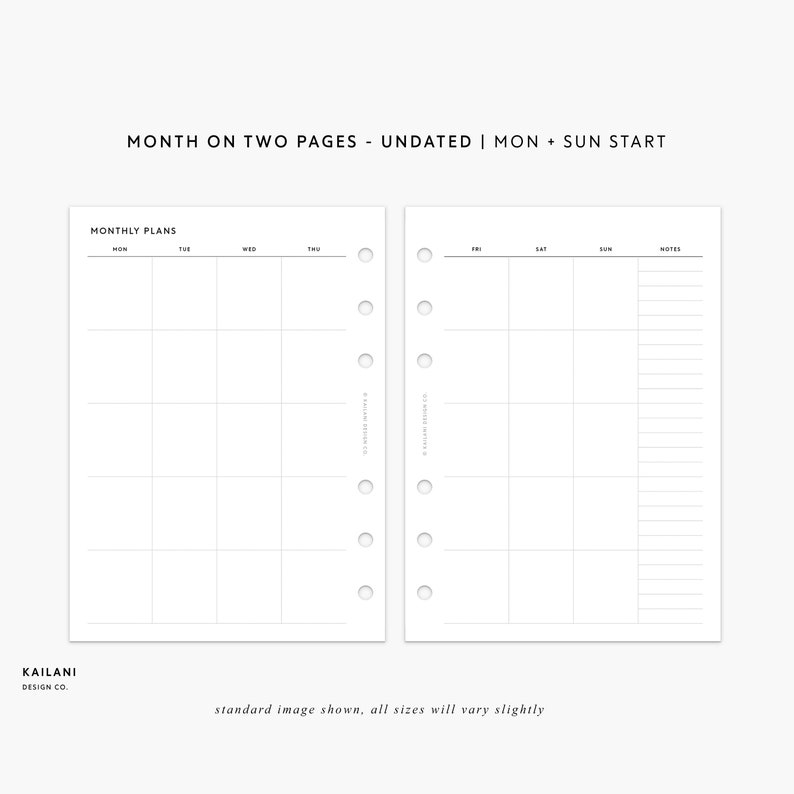Pocket UNDATED Monthly Planner Printable Undated Monthly - Etsy
