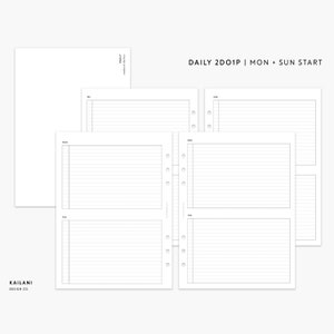 A5 Wide Daily Planner Inserts, Daily To Do, Checklist, 2 Days on 1 Page, Printable Weekly, Undated Daily, A5 Wide Insert, Week on 4 Pages