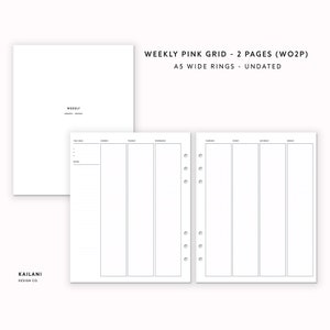 A5 Wide Weekly Planner Inserts, Erin Condren Inserts, Week on Two Pages, Printable Weekly Planner, Undated Weekly, Weekly Agenda