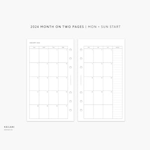 2024 Personal Monthly Planner Inserts, Personal Month on Two Pages, Personal Filofax, Louis Vuitton &#39;MM&#39; Agendas, Personal Rings printable