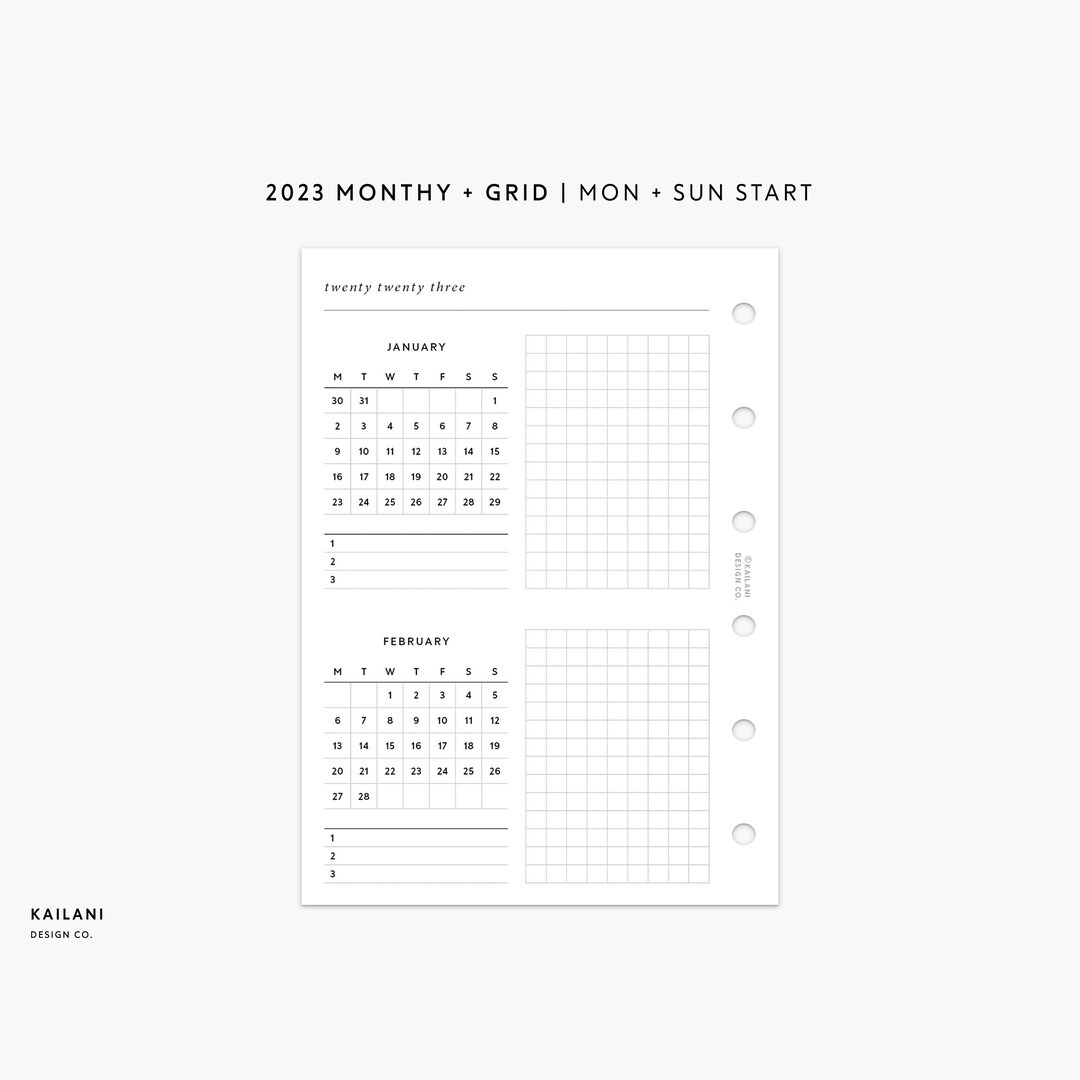 Pocket at A Glance Monthly Planner Printable 2023 Monthly Etsy