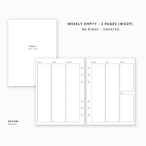 B6 Rings Weekly Planner Box Planner Inserts Printable Week - Etsy