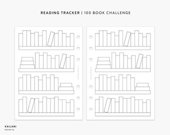 A6 Reading Challenge, 100 Book Tracker, Bookshelf Log (PDF Pattern)