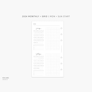 2024 Personal Monthly Planner Inserts, Personal At A Glance, Personal Filofax, 2024 Calendar, Personal Rings Grid, 2024 Personal Printable