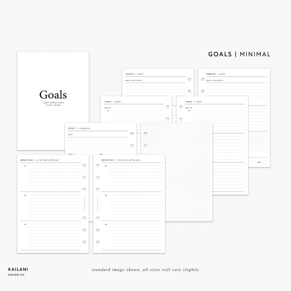A5 Goal Planner, 2024 Goals Tracker, Monthly Goal Setting, Goal Planner Kit, Goals Insert, Habit Tracker, Monthly Goal Setting, UNDATED