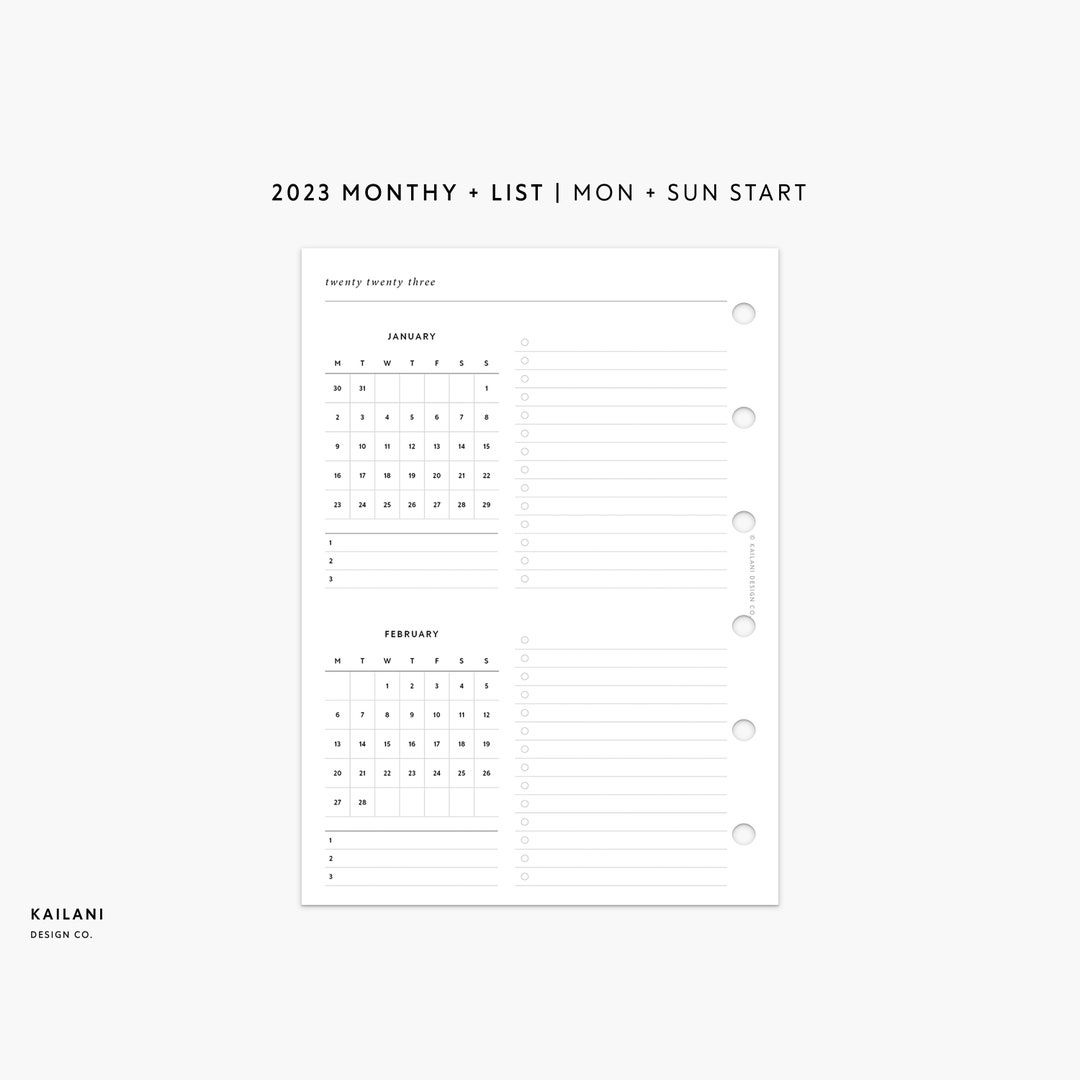 Pocket at A Glance Monthly Planner Printable 2023 Monthly Etsy