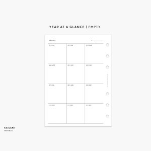 A6 Rings Insert, Important Dates, Year At A Glance, Calendar, A6 Planner, Printable Inserts,