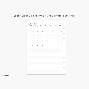2024 A5 Monthly Planner Printable Insert, Month On One Page Printable, Printable Monthly Planner Inserts, A5 Planner Printable Monthly