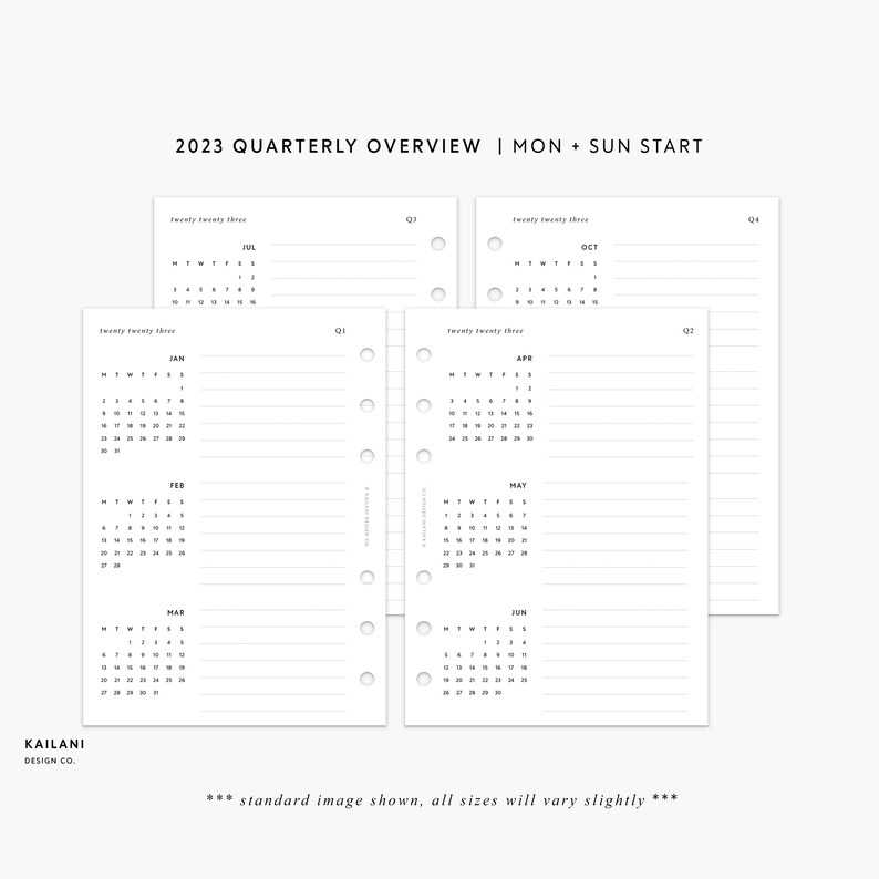 2023 Calendar Template Excel Quarterly Calendars 2023 Free Printable 