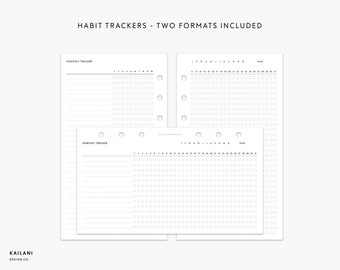Personal Habit Tracker, Monthly Goal Tracking (2 Designs, PDF)