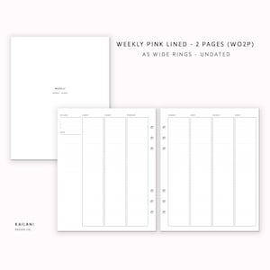 A5 Wide Weekly Planner Inserts, Erin Condren Inserts, Week on Two Pages, Printable Weekly Planner, Undated Weekly, A5 Wide Insert