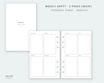 Weekplanner voor persoonlijke ringen, afdrukbaar zonder datum (pdf-patroon)