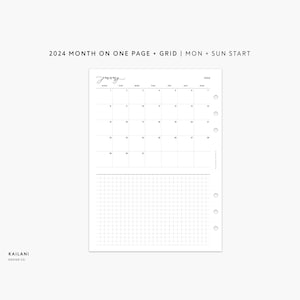 2024 A5 Monthly Planner Printable Insert, Month On One Page Printable, Printable Monthly Planner Inserts, A5 Planner Printable Monthly