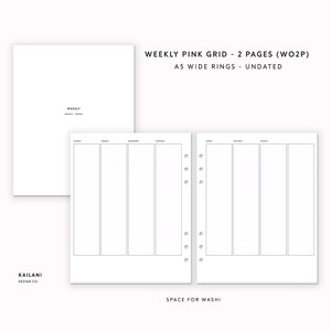 A5 Breiter Wochenplaner Erin Condren Inserts, Woche auf zwei Seiten, druckbarer Wochenplaner, Undatiert Weekly, A5 Wide Insert