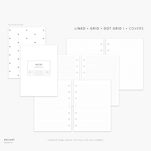 Printable Notes Half Letter Insert, Dot Grid, Lined, Grid, Notes Planner Refill Pages, HALF LETTER NOTES, Minimal Printable Planner Inserts