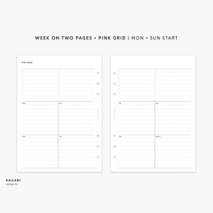 A5 Undatierter Wochenplaner Printable Planner Einlagen, Woche auf zwei Seiten, WO2P, Undatiert Weekly, A5 Habit Tracker, LISTS