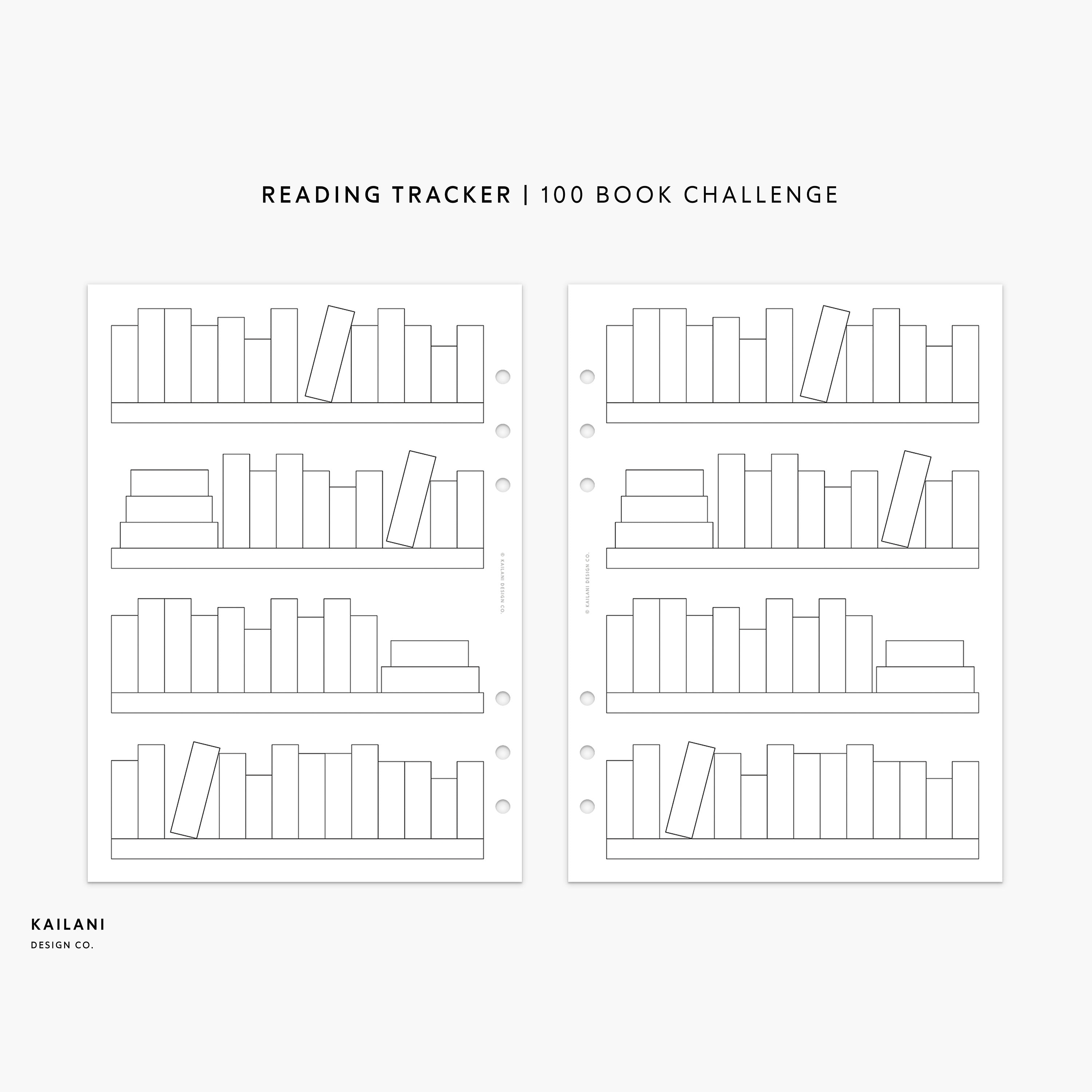 a5 reading book challenge, 100 book challenge, book tracker