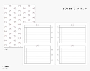A5 INBOX and LIST Inserts, Minimal Design, Tasks, PRINTABLE, Bow Insert