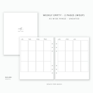 A5 Breiter Wochenplaner Erin Condren Inserts, Woche auf zwei Seiten, druckbarer Wochenplaner, Undatiert Weekly, A5 Wide Insert