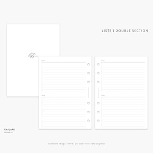 B6 LIST Inserts, Minimal Design, Tasks, Lists, Checklist PRINTABLE