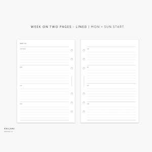 Personal Wide Undated Weekly Planner Inserts, Week on Two Pages, WO2P, Weekly Agenda, Weekly Planner Printable, Undated Weekly, GRID