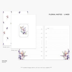Personal Wide Floral Notes LINED, Lined Notes, Lined Inserts, Notes, Journal, To-Do Lists, Personal Lined, Floral Notes