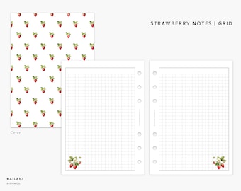 A5 Wide Strawberry Grid Notes, Floral Cover (PDF Pattern)