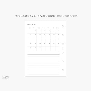 Pocket Monthly Planner Printable, 2024 Monthly, Month On One Page, Filofax Inserts, Pocket Lined, 2024 Pocket Calendar