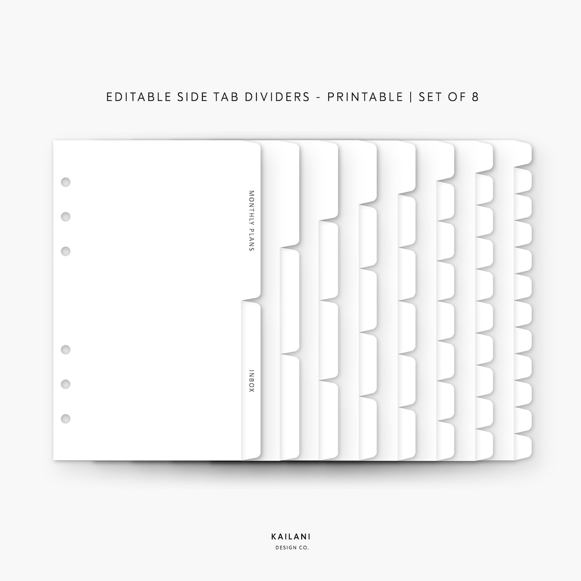 Personal Editable Dividers Printable Divider Tabs Side Tab Etsy