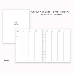 A5 Breite Wochenplaner Einlagen, Erin Condren Einlagen, Woche auf zwei Seiten, druckbarer Wochenplaner, Undatiert Weekly, A5 Breite Einlage