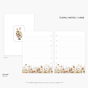 Halber Buchstabe Florale Notizen LINED, Halber Buchstabe Gefüttert, Gefütterte Einsätze, Notizen, Journal, To-Do-Listen, Halber Buchstabe Florale Gefütterte Notizen