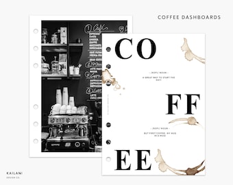 A6 Planner Dividers, But First Coffee, Minimalist Dashboard (Printable)