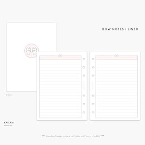 A5 Wide Lined Notes Inserts, BOW (Digital Download)