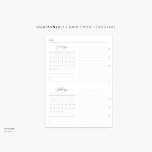 2024 A5 Monthly Planner Printable Insert, Two Months on One Page Printable, A5 2024 Calendar, A5 Planner Printable Monthly