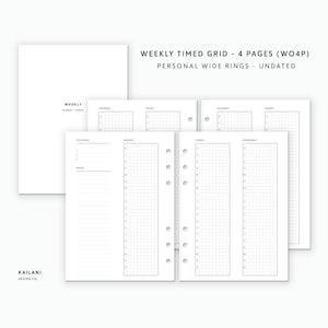 Personal Wide Weekly Planner Inserts, Erin Condren Inserts, Weekly Agenda, Weekly Planner Printable, Personal Wide Inserts, Undated Weekly