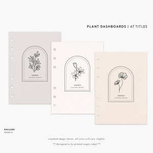 May include: Three printable planner dashboard designs featuring a simple line drawing of a plant in an arch. Each design has the text "AGENDA everyday details" below the plant.