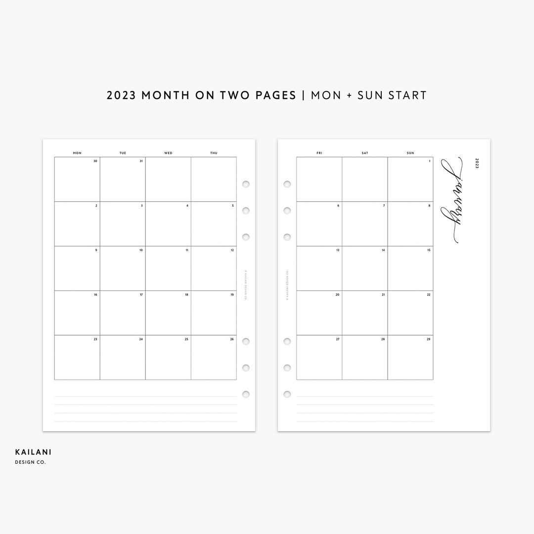 2023-a5-monthly-planner-printable-insert-month-on-two-pages-etsy