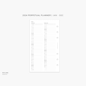 2024 Personal Monthly Planner Inserts, Perpetual Planner, Personal Filofax, 2024 Agenda, Personal Rings printable, 2024 Calendar