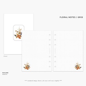 A5 Floral Grid Notes, Journal Inserts (PDF Pattern)