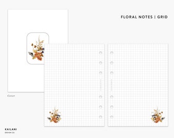 A5 Wide Floral Grid Notes, Pink Inserts (PDF Pattern)